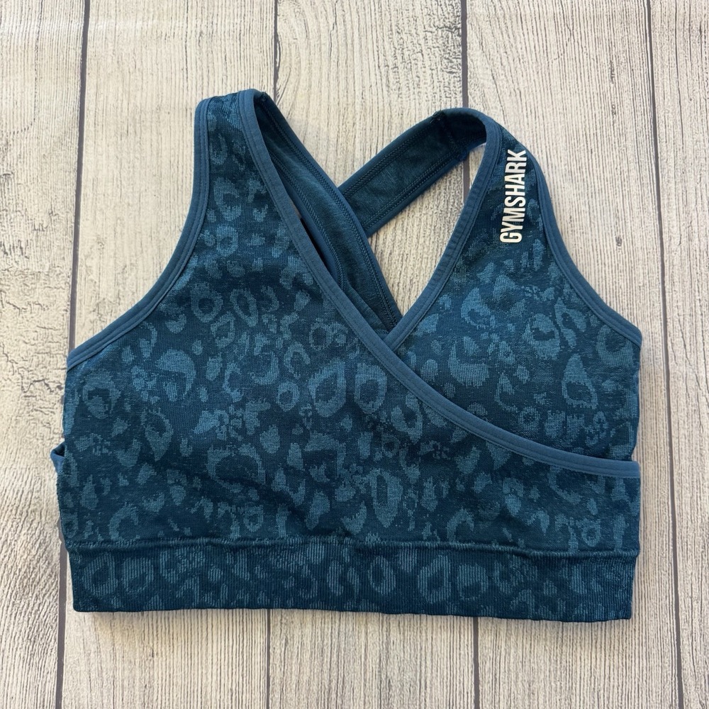 Gymshark Adapt Animal Print "Teal" Bra‎ Sports bra Women's Size Medium Workout